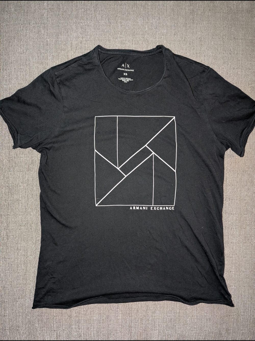 Armani Exchange Black Tee with White Geometric Graphic